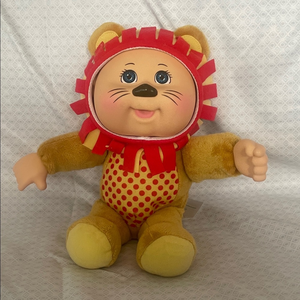 Cute Plush Lion Toy with Red and Yellow Details